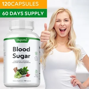 Blood Sugar Capsules – Natural Supplement with Bitter Melon, Cinnamon & Mushrooms – Supports Balanced Glucose, Metabolism & Heart Health – 30/60/120 Capsules