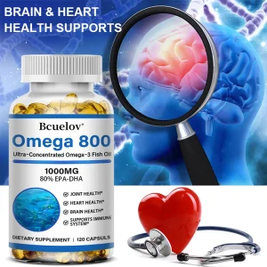 Omega 800 – Ultra-Concentrated Omega-3 Fish Oil – Rich in EPA & DHA – Supports Heart, Brain, Joint & Immune Health – 120 Capsules